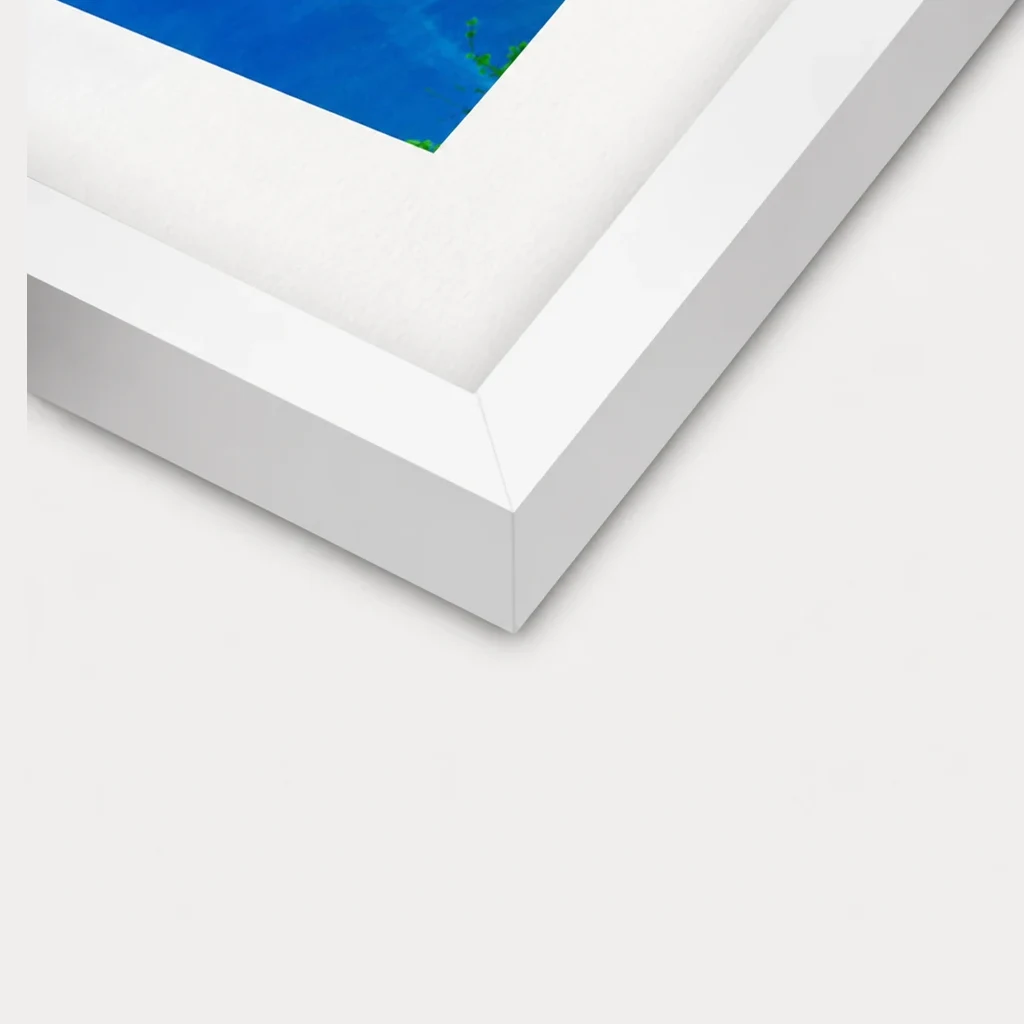 White solid-wood frame corner
